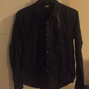 Black Leather patch shirt